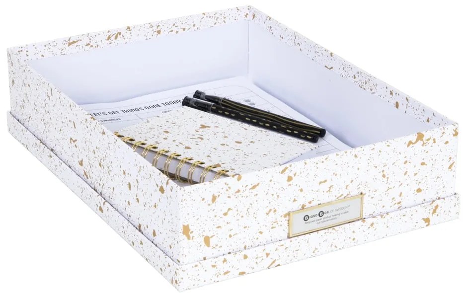 Cutie de depozitare Bigso Box of Sweden Oskar, auriu-alb