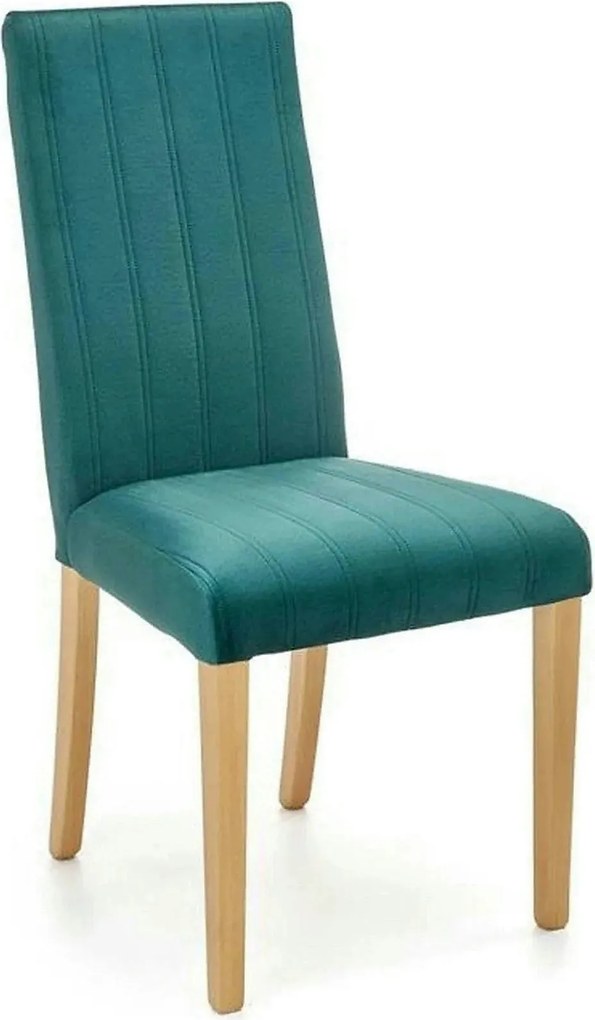 Scaun DIEGO 3, verde/stejar miere, stofa catifelata/lemn de fag, 47x59