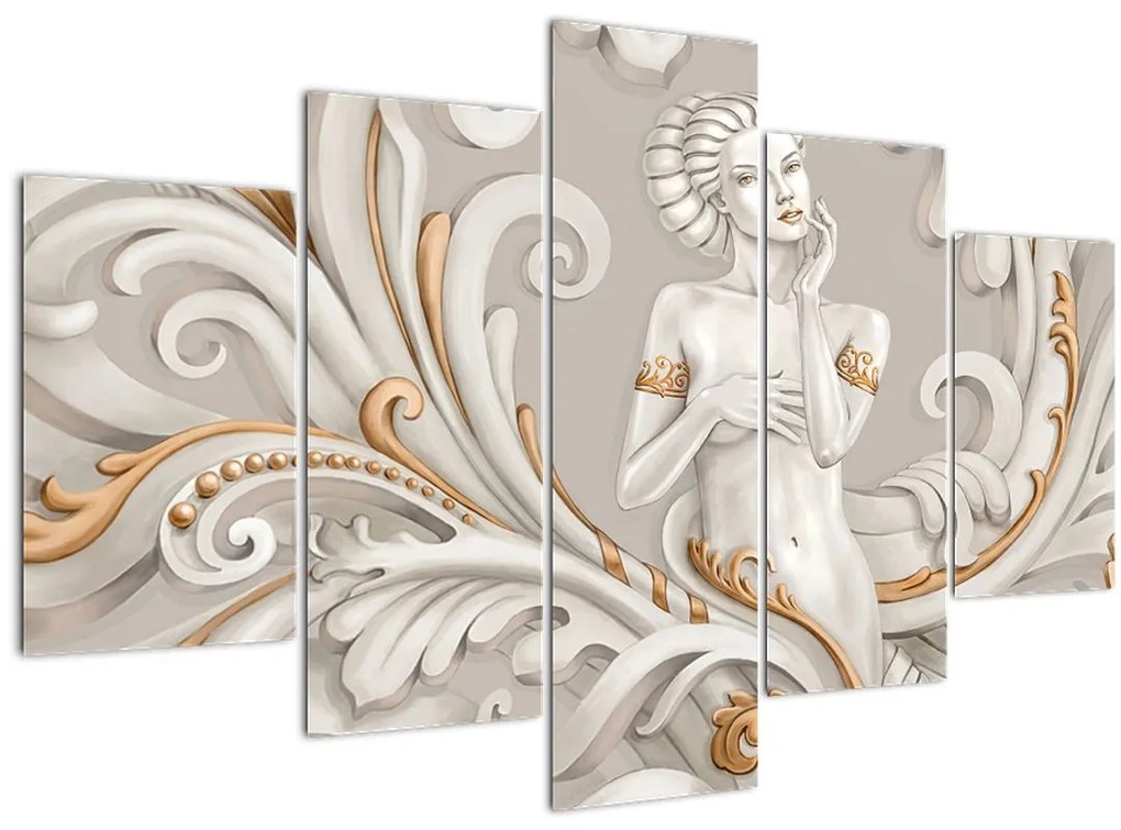 Tablou - Imagine a zeiței într-un fundal ornamental (150x105 cm)