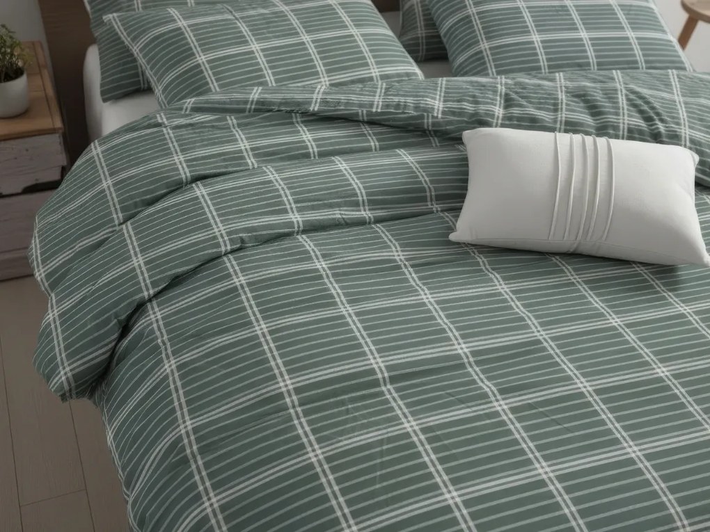 Lenjerie de pat din bumbac Renforce FIOREA verde Dimensiune lenjerie de pat: 2 buc 70 x 90 cm | 200 x 220 cm