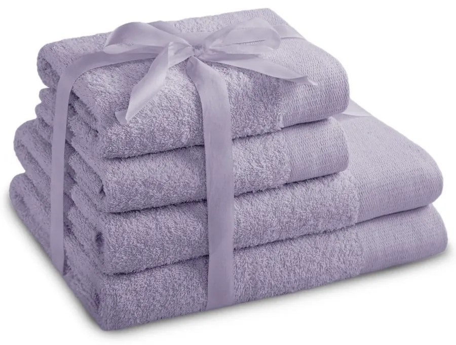 Prosoape de baie mov lavandă 4 buc. din bumbac din frotir Amari – Restilo