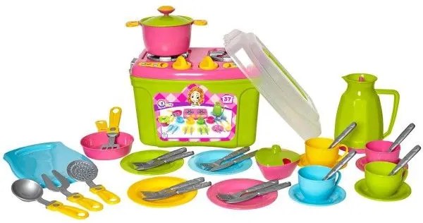 Set de vase cu un aragaz din plastic într-o cutie 25x21x18cm