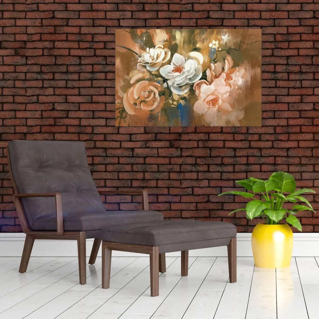 Tablou -Buchet de flori pictat (90x60 cm)