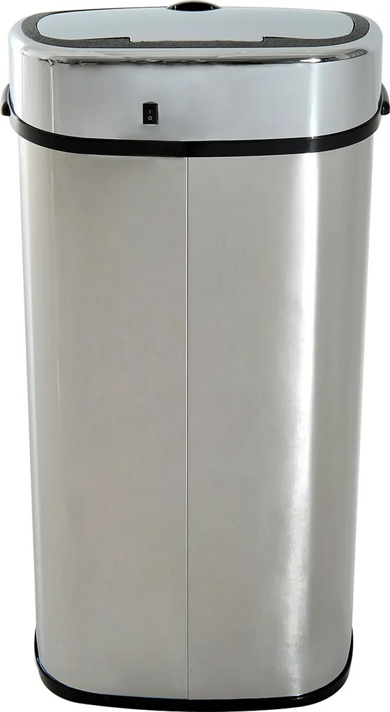 HomCom Cestino dei Rifiuti Rettangolare in Acciaio Inox con Sensore a Infrarossi, 68L