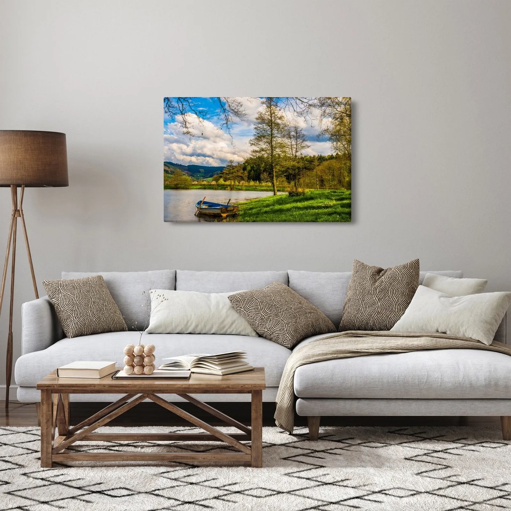 Tablou - Barcă pe lac (90x60 cm)
