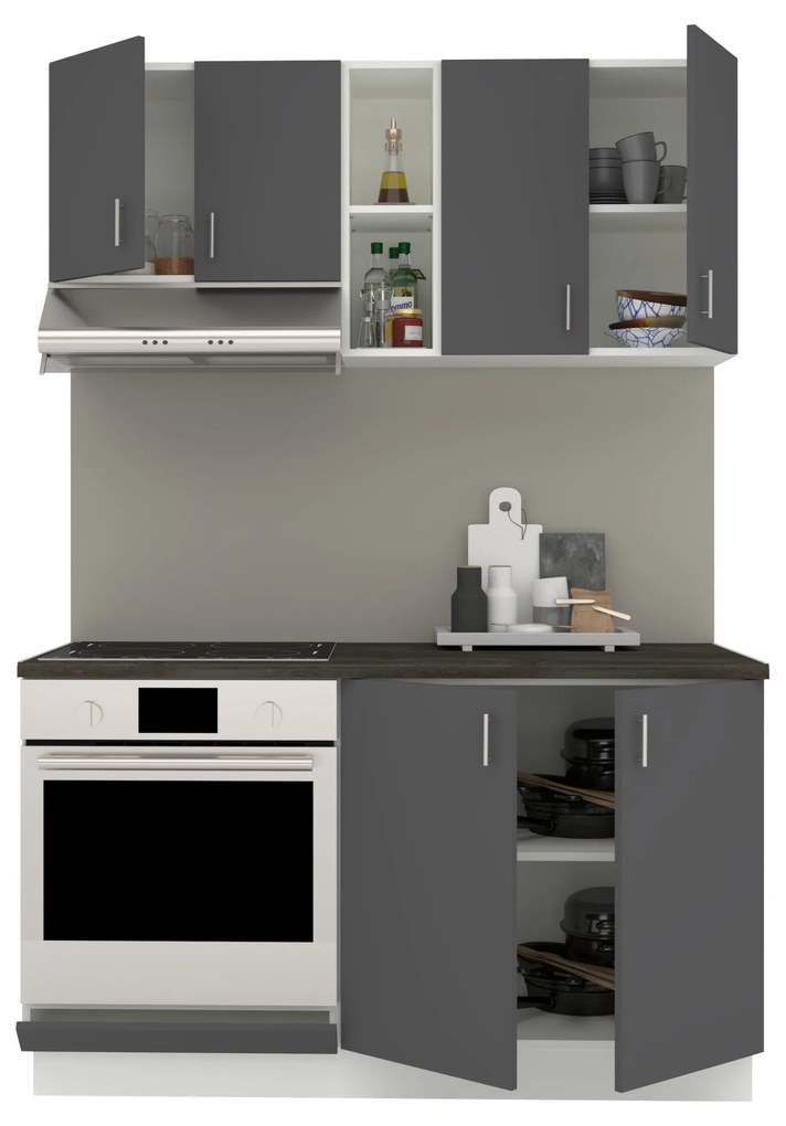 Set Bucatarie Karo V4, Antracit/Alb, Blat Thermo 28 mm, L 140 cm