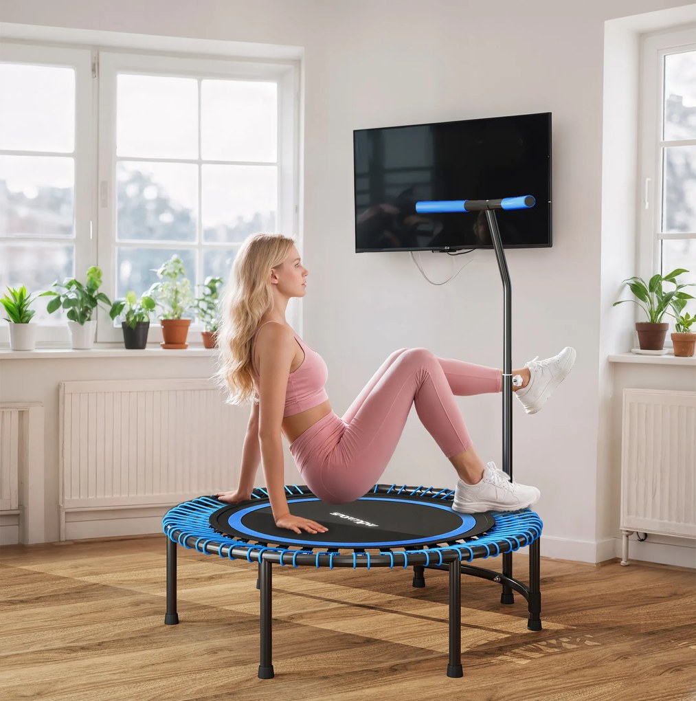 SPORTNOW Trambulină Fitness Ø114cm cu Mâner Reglabil 5 Poziții Capacitate 150kg Albastru | Aosom Romania