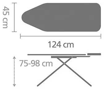 Masa de calcat Brabantia C 1003372, 124x45 cm, 7 pozitii de reglare, Suport generator de abur, Metalic