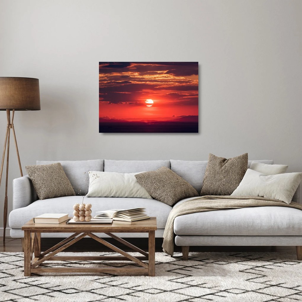 Tablou pe sticlă cu soarele colorat (70x50 cm)