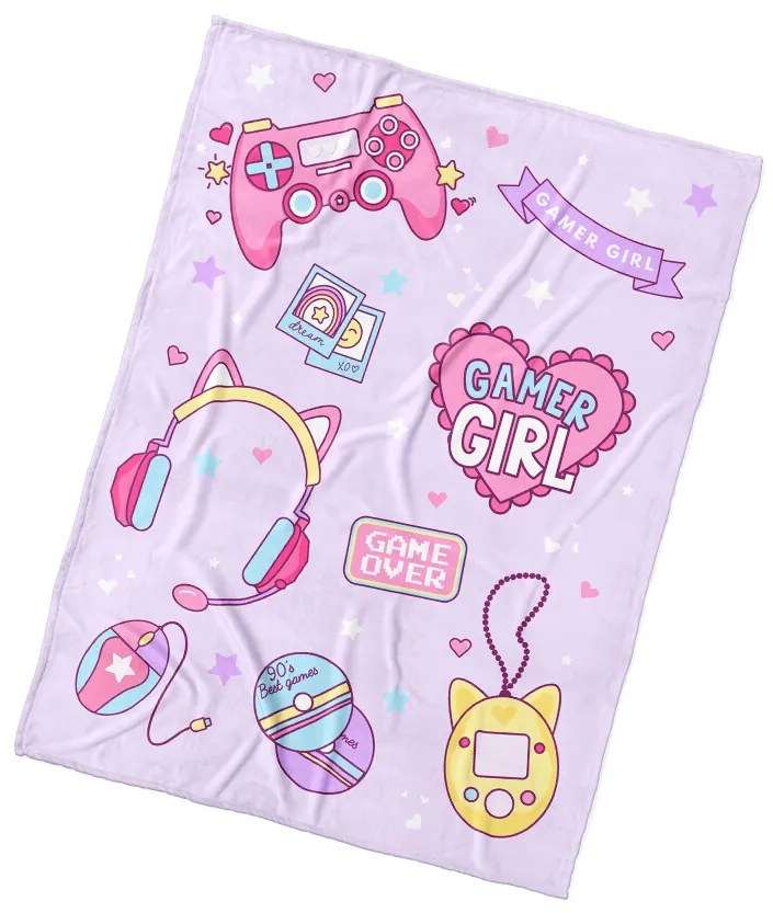 Pătură pentru copii BedTex Gamer Girl, 130 x 170cm