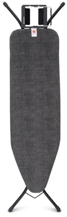 Masa de calcat Brabantia B 1003335, 124x38 cm, 7 pozitii de reglare, Suport fier de calcat, Negru