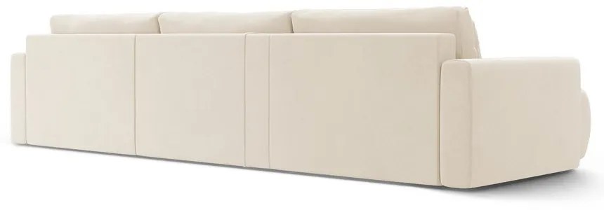 Colțar bej extensibil, cu spațiu de depozitare cu tapițerie din catifea (în formă de "U") Belfast – Cosmopolitan Design