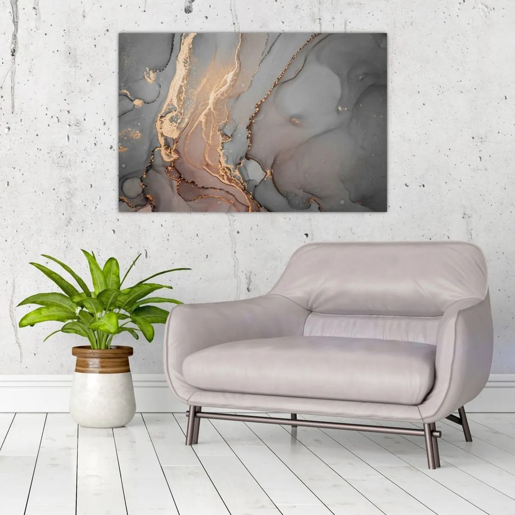 Tablou - Marmură gri-auriu (90x60 cm)