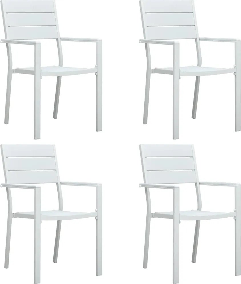 vidaXL Scaune de grădină, 4 buc., alb, HDPE, aspect lemn