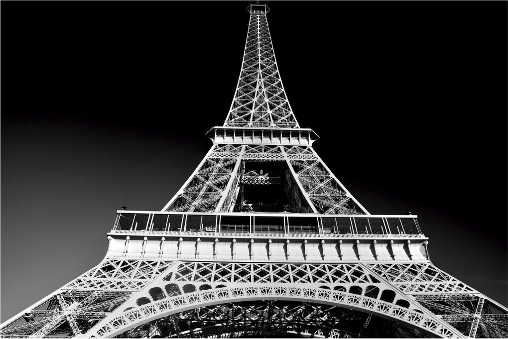 Tablou - Turnul Eiffel, alb-negru (90x60 cm)