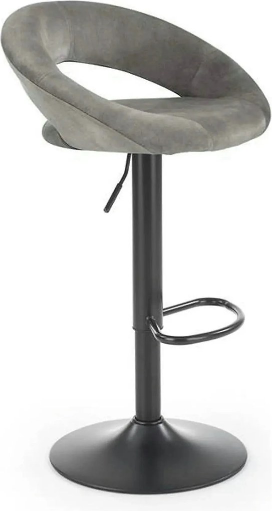 Scaun bar H102, gri - Bluvel14/negru, stofa catifelata/otel, 53x48x78/