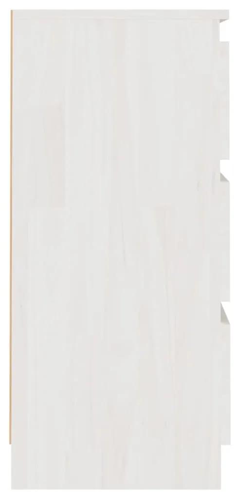 Noptiera, alb, 40x29,5x64 cm, lemn masiv de pin 1, Alb