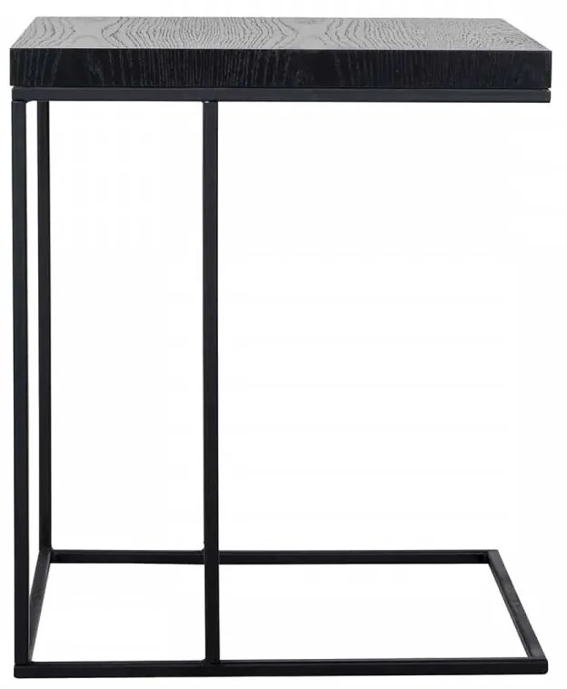 Masuta de cafea dreptunghiulara din stejar si metal Oakura 65x55x45 cm neagra