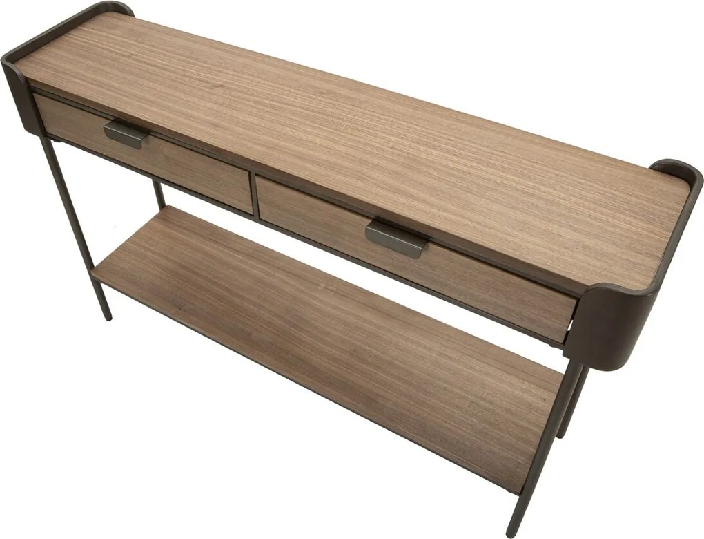 Consola Toronto, Mauro Ferretti, 120x31x72 cm, lemn de brad/fier, gri/maro