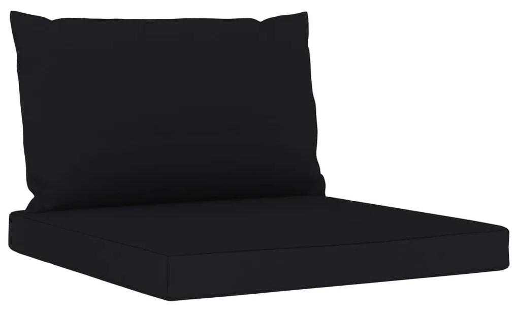 Set mobilier de gradina cu perne negre, 12 piese Negru, 3x colt + 5x mijloc + 4x suport pentru picioare, 1