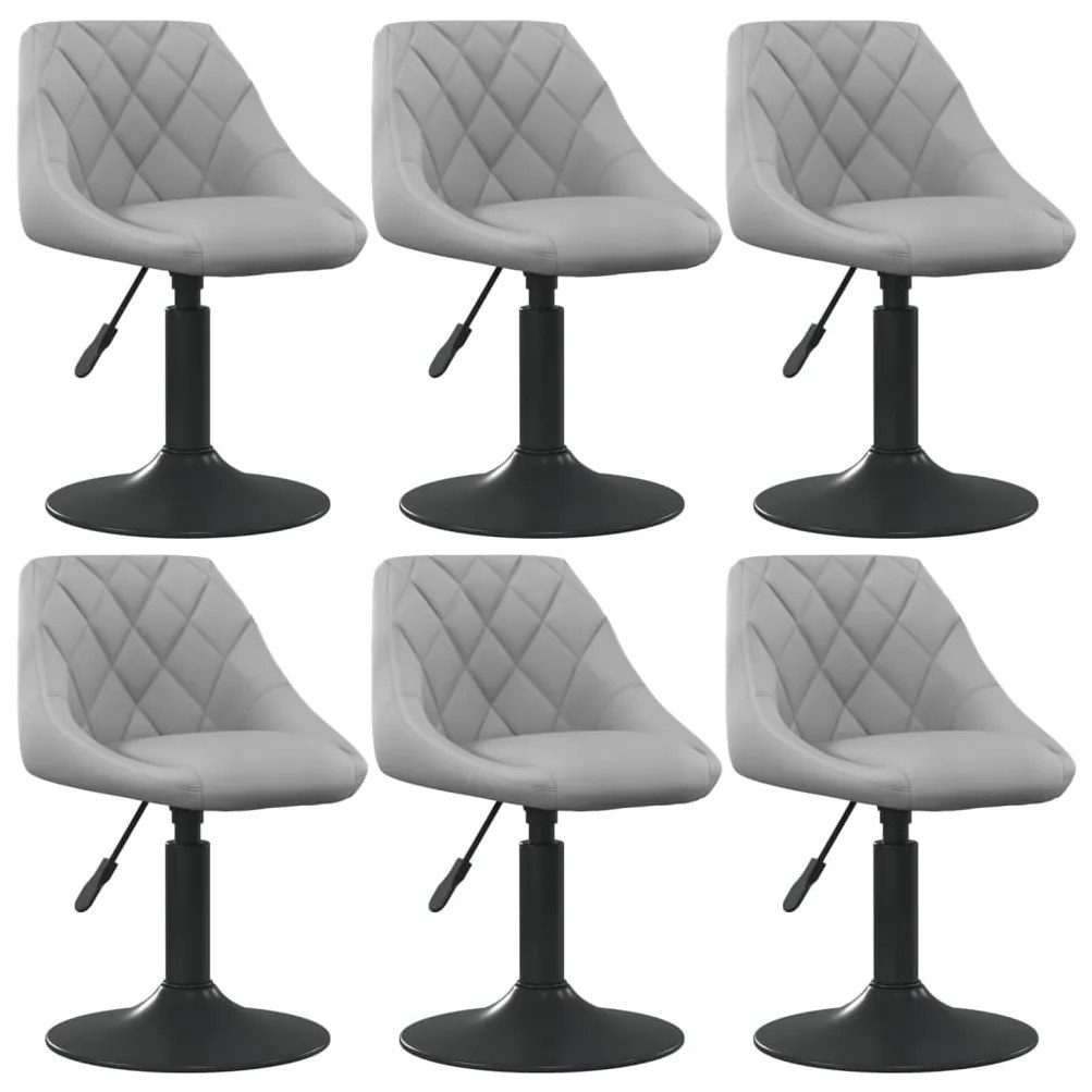 vidaXL Scaune de sufragerie pivotante 6 buc, gri deschis, catifea