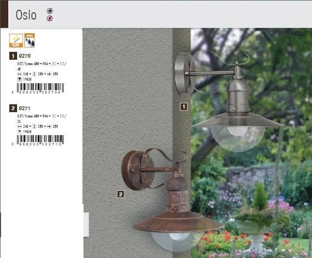 Aplica de perete exterior IP44, down light, otel inoxidabil Oslo 8270 RX