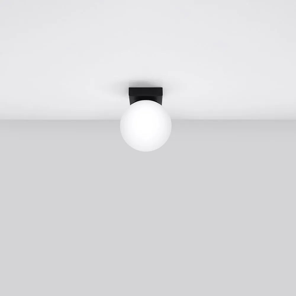 Plafonieră neagră cu abajur din sticlă ø 12 cm Umerta – Nice Lamps