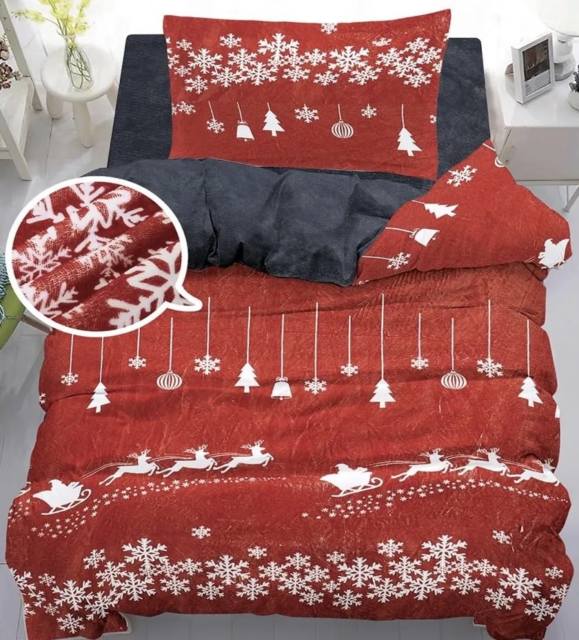 Lenjerie de pat din microplus ORNAMENTE ALBE rosie Dimensiune lenjerie de pat: 70 x 90 cm | 140 x 200 cm