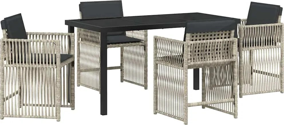 vidaXL Set de masă pentru grădină 5 pcs Gri deschis