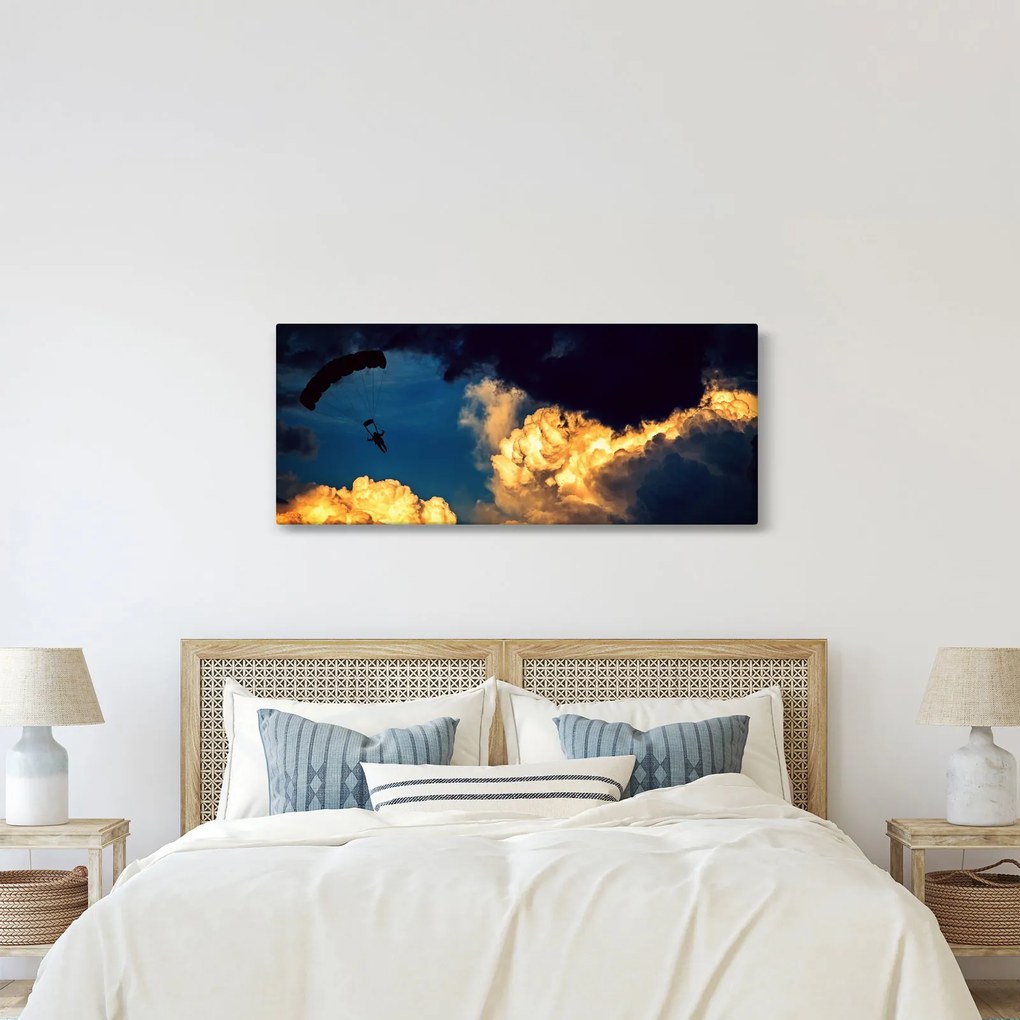 Tablou cu parașutiști în ceruri (120x50 cm)