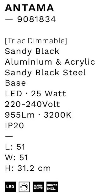 Plafoniera LED stil modern minimalist ANTAMA negru