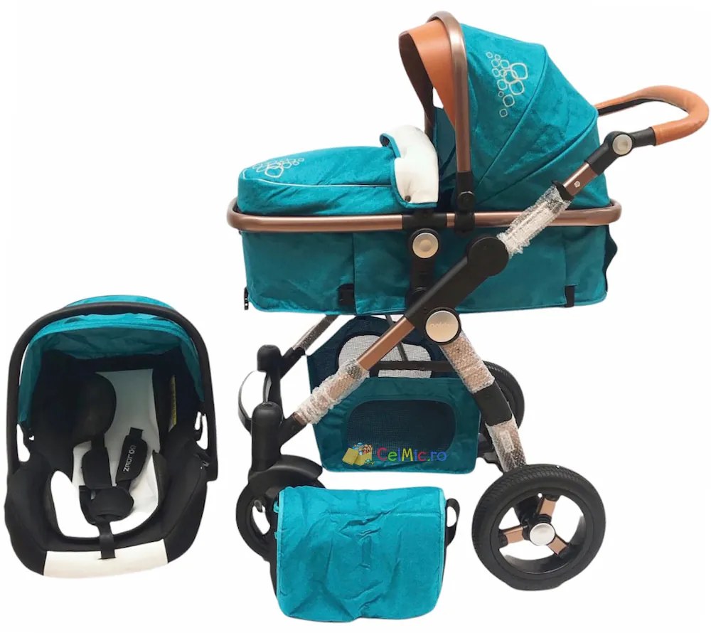 Carucior 3 in 1 cu landou transformabil sport, 0-36 luni, Turcoaz - CPC-14-turcoaz