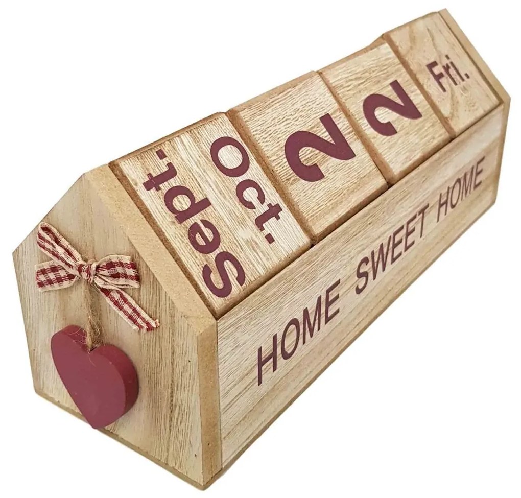 Calendar SWEET HOME cuburi din lemn, 26 x 8.5 x 10.5 CM