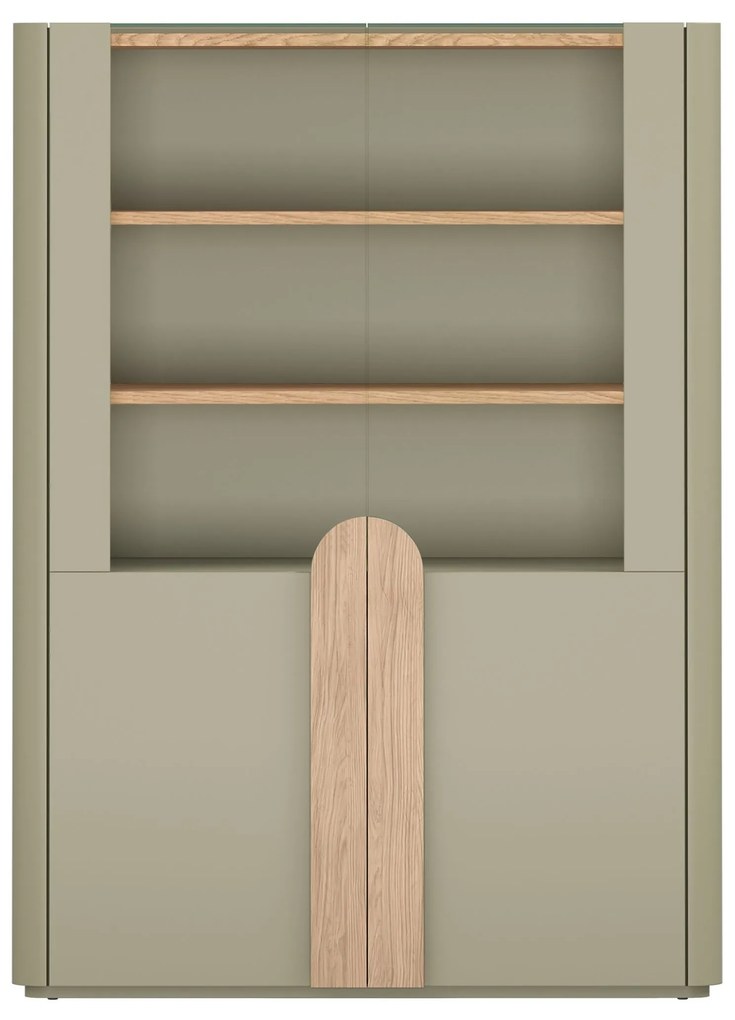 Vitrină Amilio 100 cm - eucalipt / stejar baltic dune / mânere stejar natural