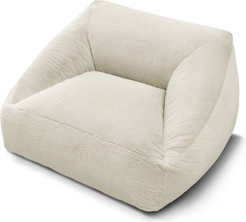 Fotoliu bean bag crem cu tapițerie din blană artificială Lilibet – Bobochic Paris