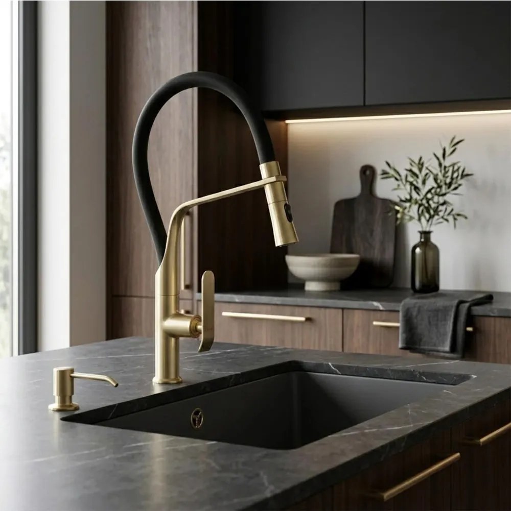 Baterie bucatarie Rea Castor auriu periat