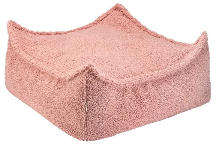 Fotoliu puf pentru copii roz cu tapițerie din țesătură bouclé Square – Wigiwama