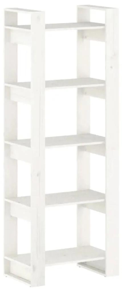 813890 vidaXL Bibliotecă/Separator cameră, alb, 60x35x160 cm, lemn masiv