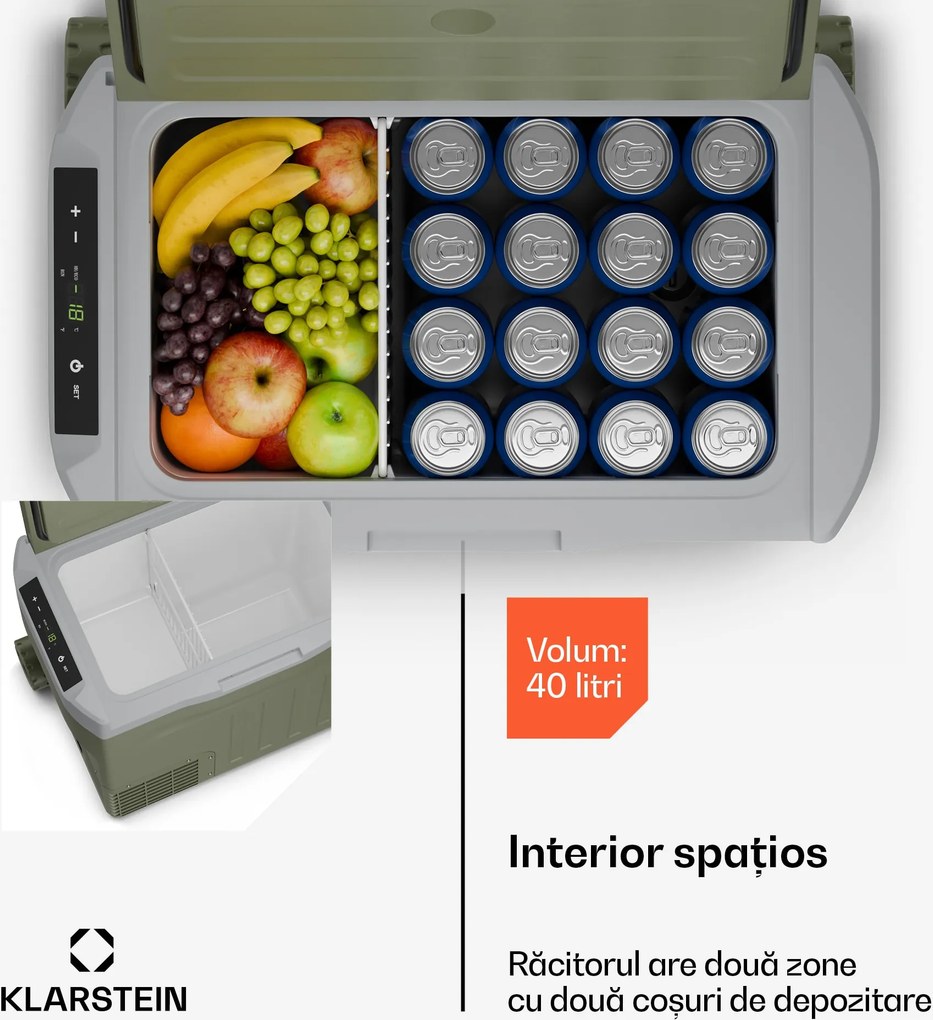 Klarstein Răcitor cu compresor PolarForce 30L| Panou LCD, iluminat, off-road, protecție baterie, 12V/230V