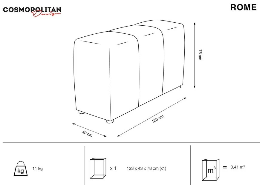Spătar pentru canapea modulară albastru cu tapițerie din catifea Rome Velvet - Cosmopolitan Design