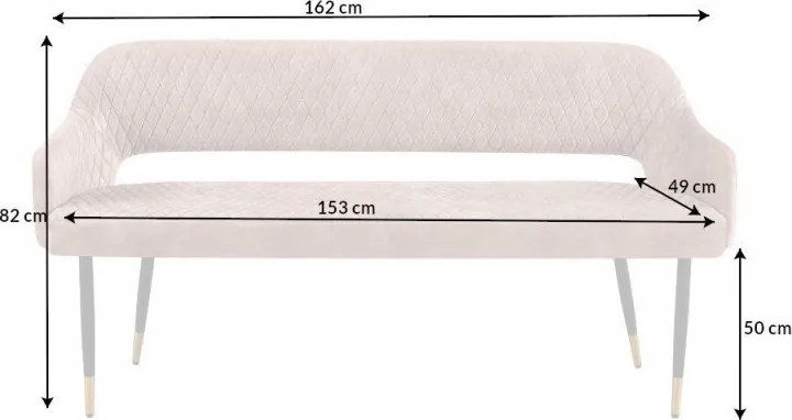 Bancheta tapitata design modern Paris 160cm, champagner greige