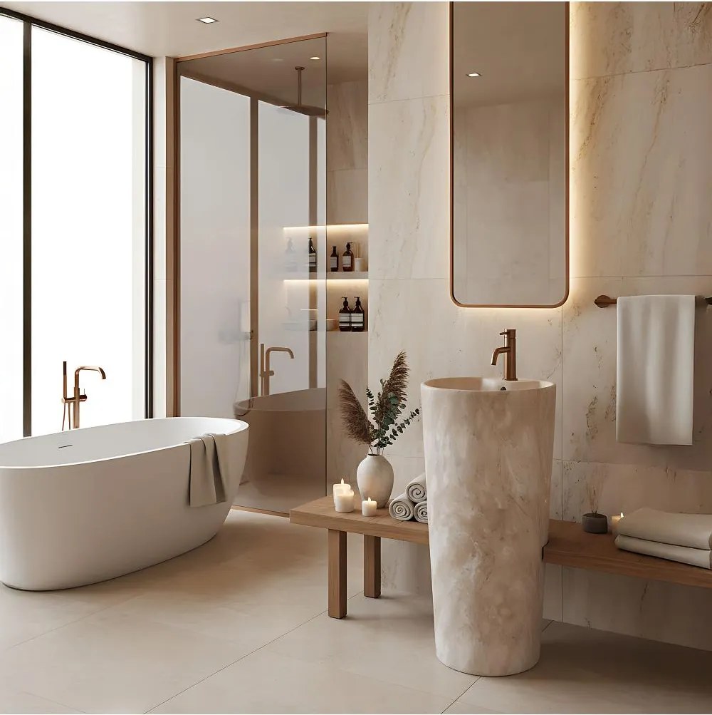 Lavoar freestanding de sine statator Ceramic Rea Blanka Savana Matt