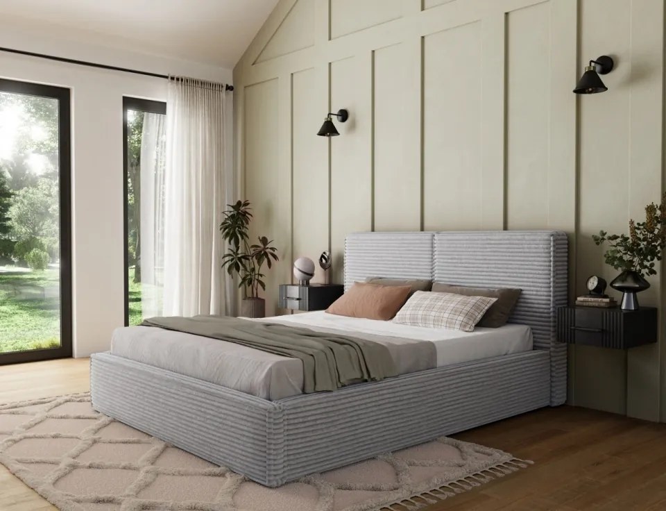 Pat cu cadru metalic si spatiu pentru depozitare, 160x200 cm, Pesillo, Eltap (Culoare: Albastru / Modullo 40)