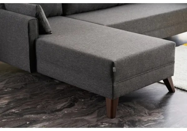 Colțar în L RIGA, antracit, orientare stânga