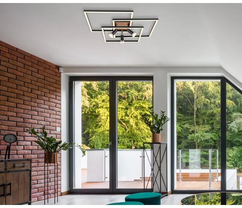 Plafoniera LED design industrial Ida negru 63,5x63,5cm