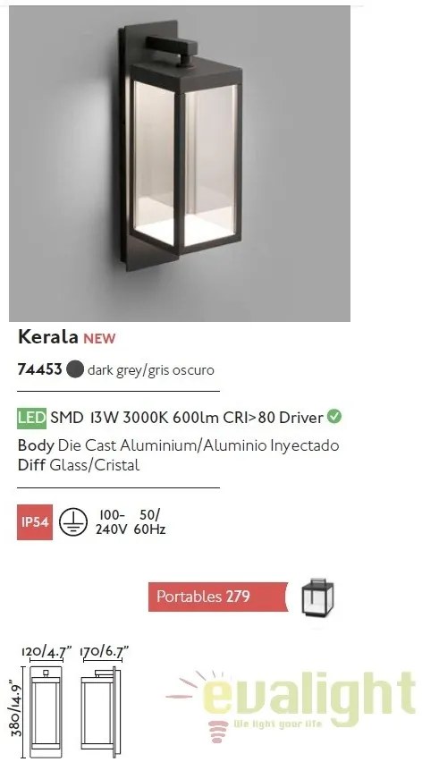 Aplica LED iluminat perete exterior stil clasic KERALA 74453