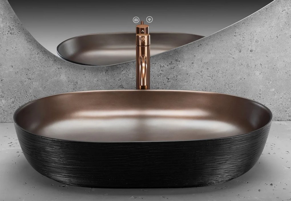 Lavoar Cleo cupru periat/negru L61 cm