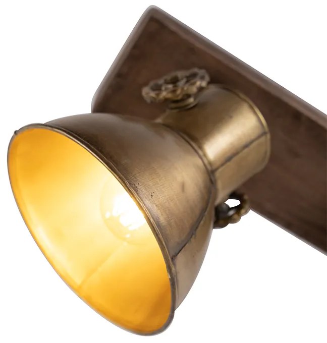 Plafoniera bronz cu 2 lumini cu lemn - Mangoes