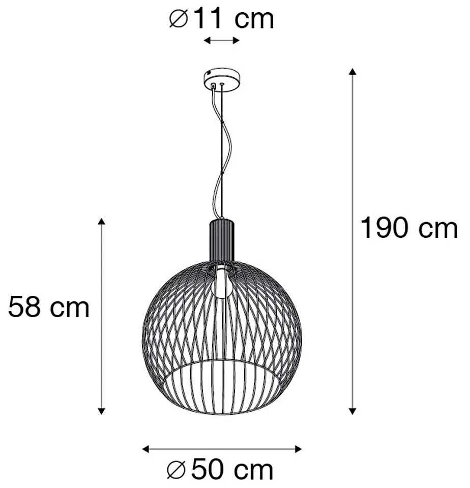 Lampă suspendată rotundă inteligentă neagră 50 cm incl. Wifi G95 - Dos