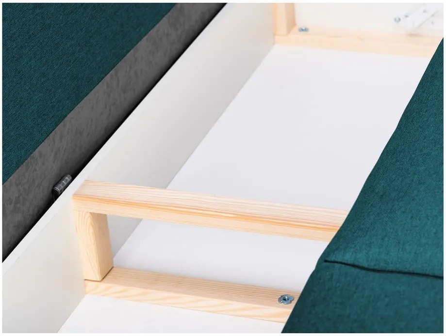 Canapea extensibilă cu spațiu pentru depozitare Mazzini Sofas Ancolie, turcoaz, 215 cm